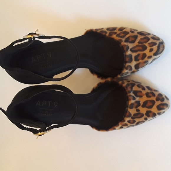 Apt. 9 size 6 med black suede leapord print dressy open pump 4 inch heel - Picture 5 of 6
